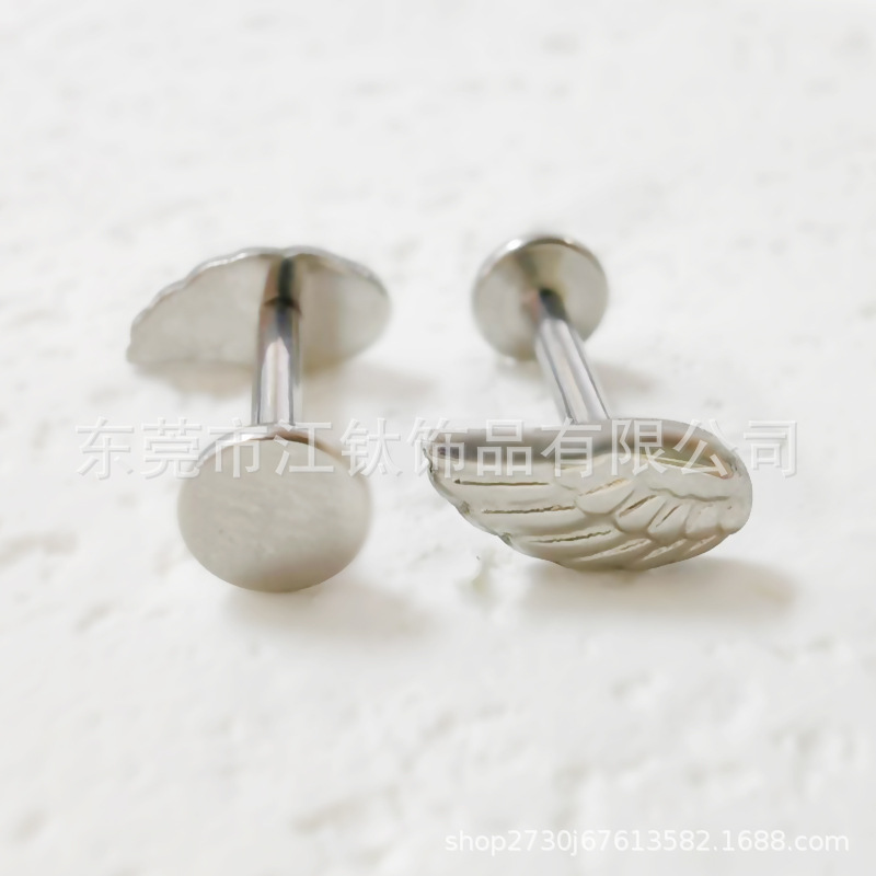 G23 Titanium Angel Wings Feather Ear Stud Implantable Pole Cartilage Piercing Jewelry Gold - Image 4
