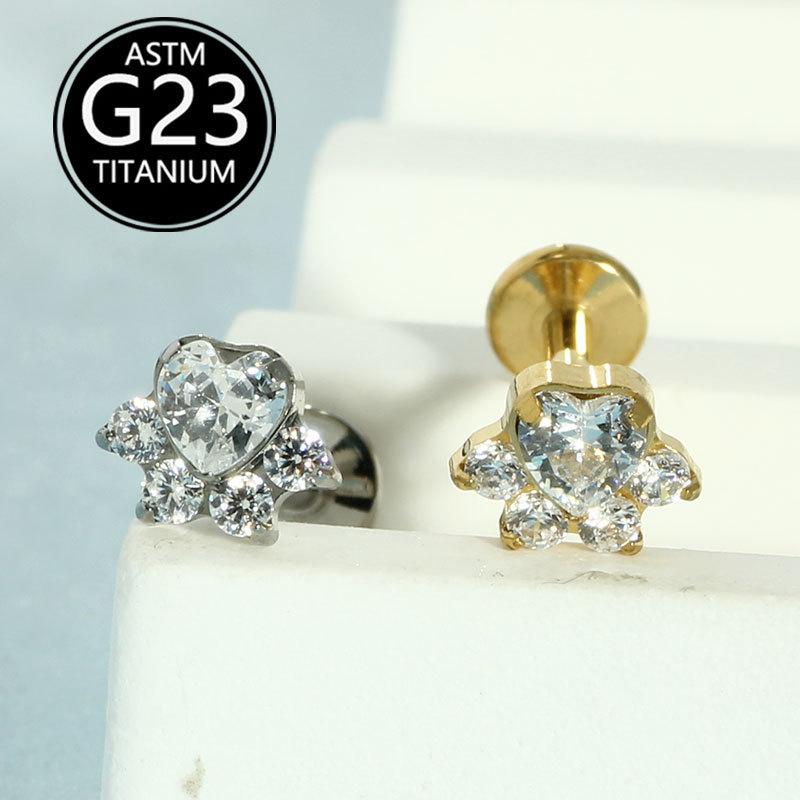 F136 Titanium Alloy Cat Claw Ear Bone Lip Nose Piercing Jewelry 1.2mm 10mm Labret Stud - Image 5