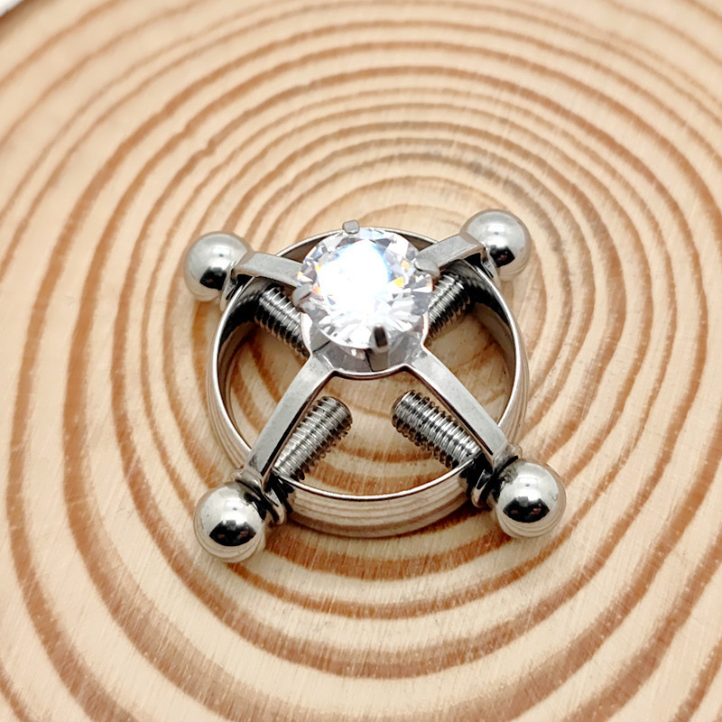 Cross-Border Hot-Selling Non-Perforated Adjustable Stainless Steel Zircon Body Piercing Jewelry Nipple Ring Electroplated Nipple Ring Clip - Image 4