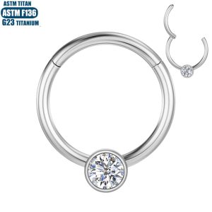 F136 Titanium Alloy Nose Ring Seamless Diamond Earrings Body Piercing Jewelry Tragus Cartilage Ring