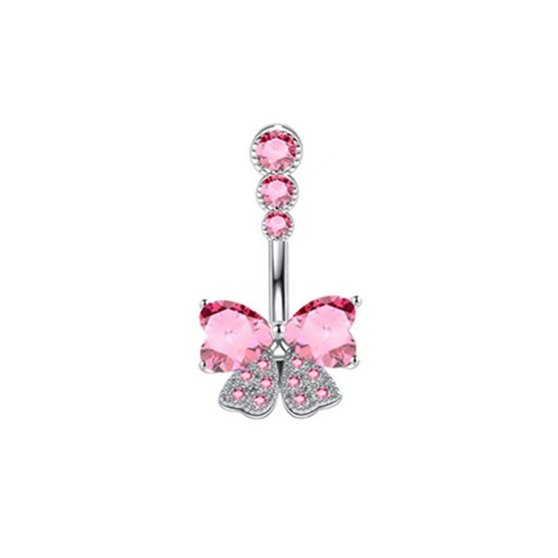 Butterfly Zircon Heart Pendant Navel Ring Stainless Steel Belly Button Piercing Jewelry for Women - Image 5