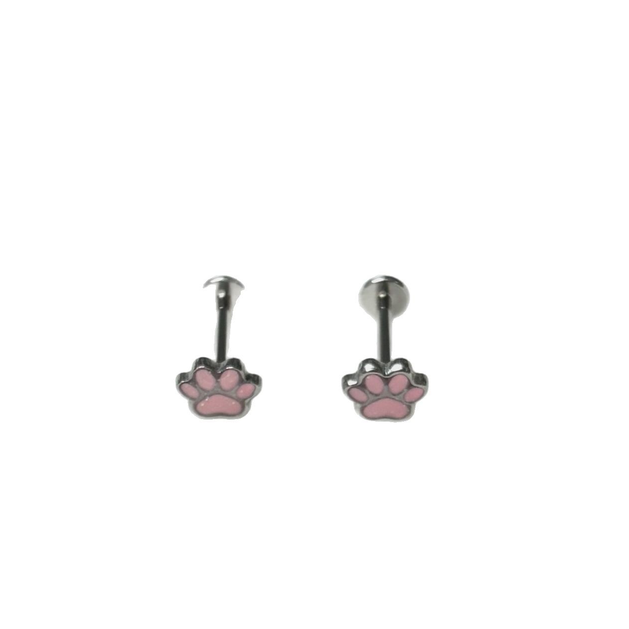 Pink Cat Claw Lip Labret Stud 16mm 1.2mm 316L Surgical Steel Internally Threaded Lip Ring Piercing Jewelry - Image 5