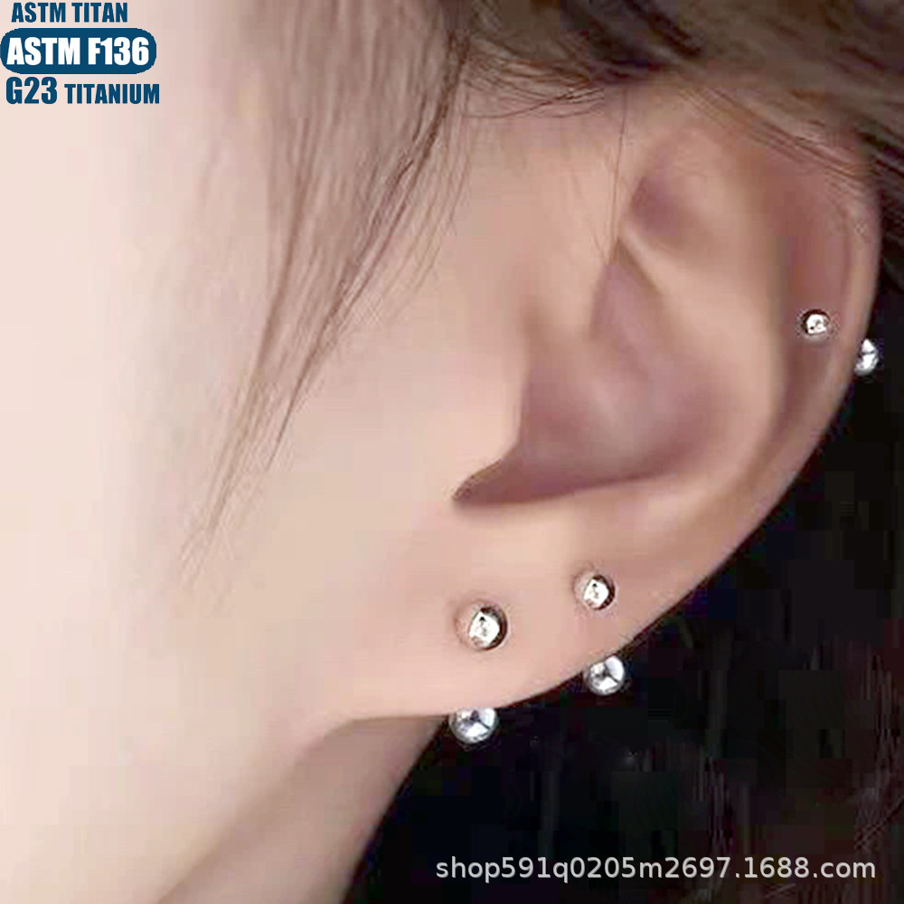 F136 Titanium Perforated Nipple Nail Lip Nail Round Ball Inner Spiral 1.6mm Straight Barbell Piercing Jewelry Eyebrow Nail Ear Bone Nail - Image 2