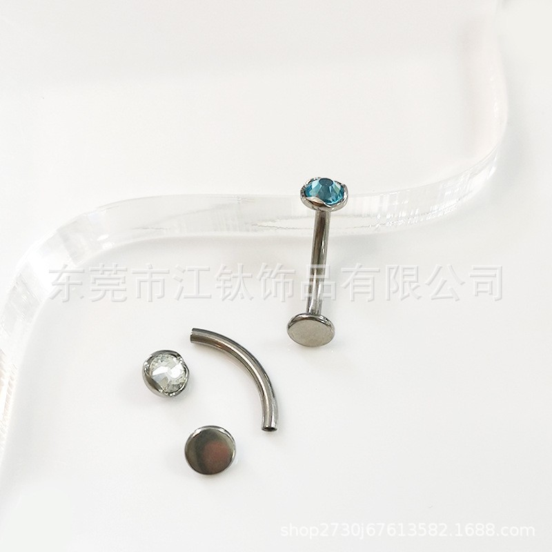 F136 Titanium Navel Ring Water Corrugated Design with Czech Diamond - G23 Titanium Alloy Body Piercing Suspension Belly Ring - Image 4