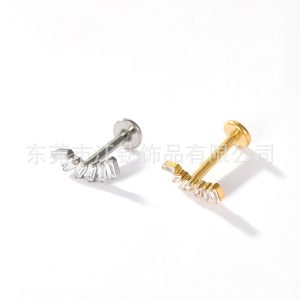 G23 Titanium Alloy Ear Cartilage Stud Zircon Square Body Piercing Jewelry