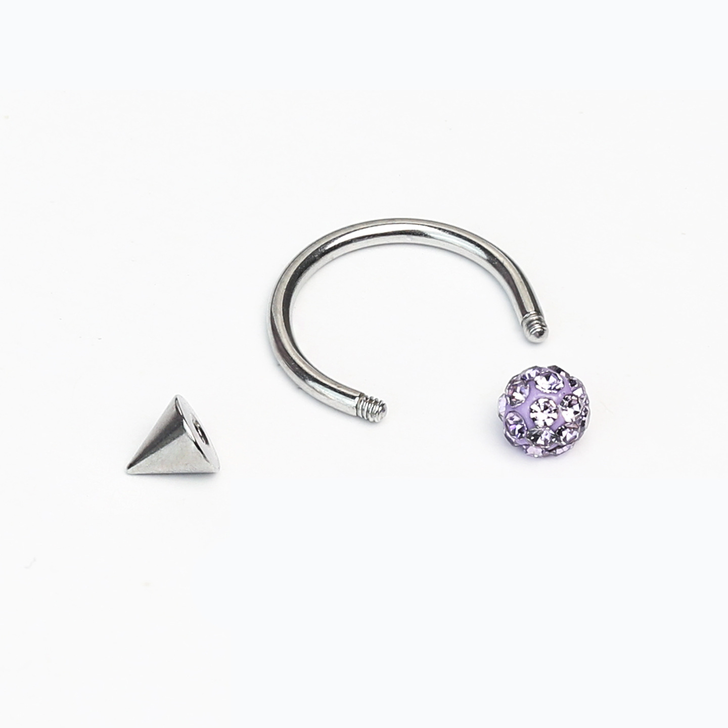 Sparkling Green Mud Ball Pointed Cone Horseshoe Lip Ring 12mm Titanium Steel External Thread Lip Stud Hot Girl Piercing Jewelry - Image 5