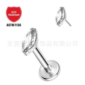 G23 Titanium Horse Eye Stud Earring 5A Zircon Lip Stud Cross-Border Body Piercing Cartilage Jewelry