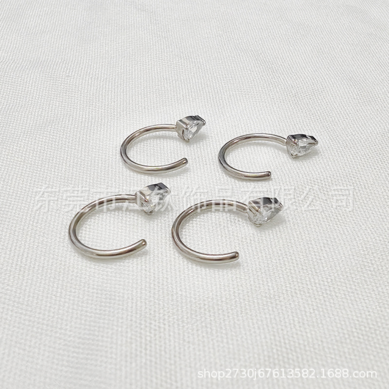 G23 Titanium Nose Nail C-Shape Water Drop Zircon One-Piece Body Piercing Jewelry Earrings - Image 3