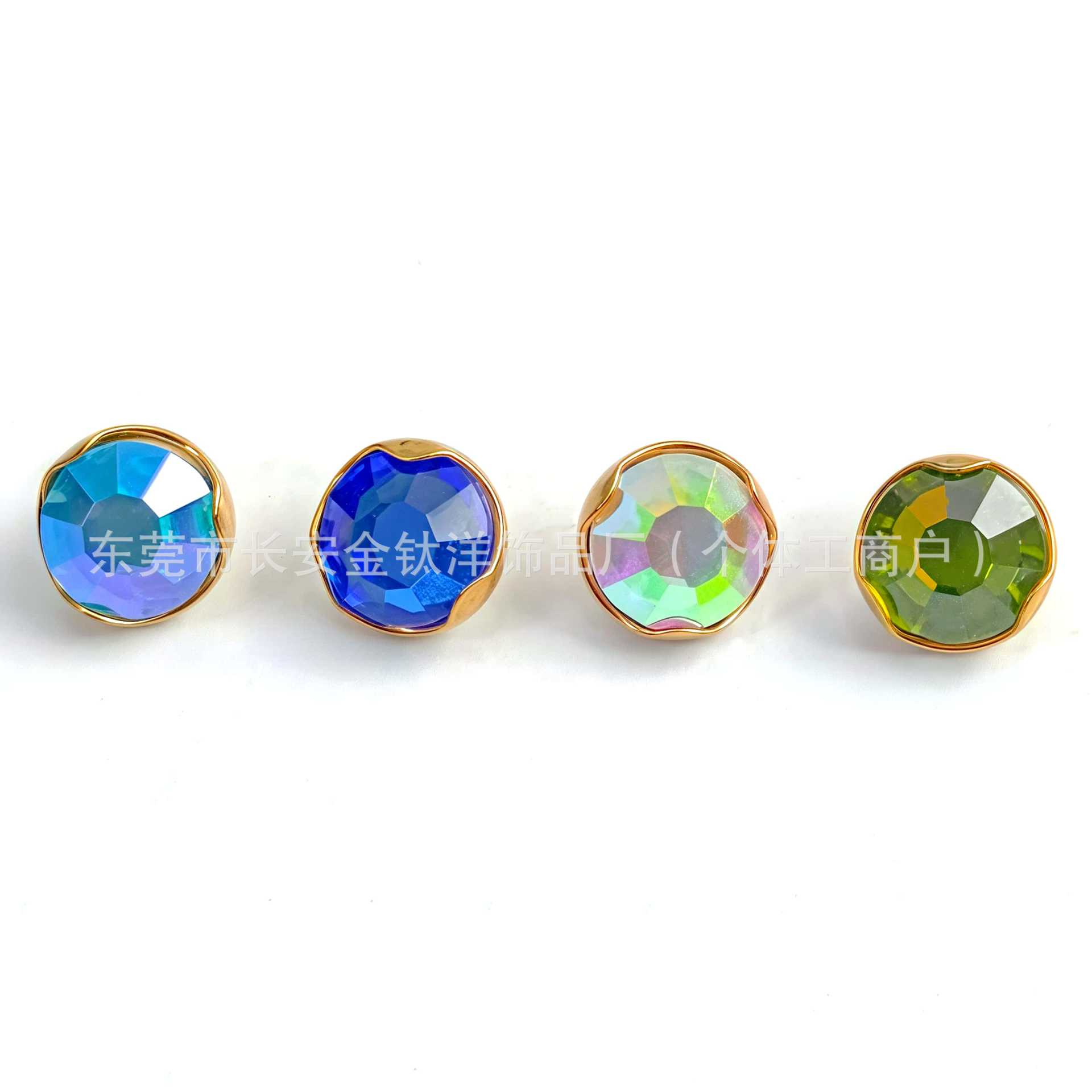 F136 Titanium 18K Gold-Plated Wave-Set Czech Diamond Stud Earrings Navel Nail G23 Titanium Alloy Piercing Jewelry - Image 2