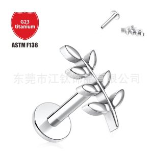 F136 Titanium Leaf Ear Studs Lip Nails G23 Titanium Alloy Body Piercing Jewelry Ear Bone Nails
