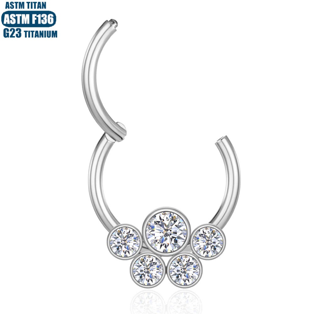 F136 Implant Grade Titanium Alloy Nose Ring with Diamond Nose Perforation Nasal Septum Seamless Open Ring Puncture Earrings Jewelry - Image 3