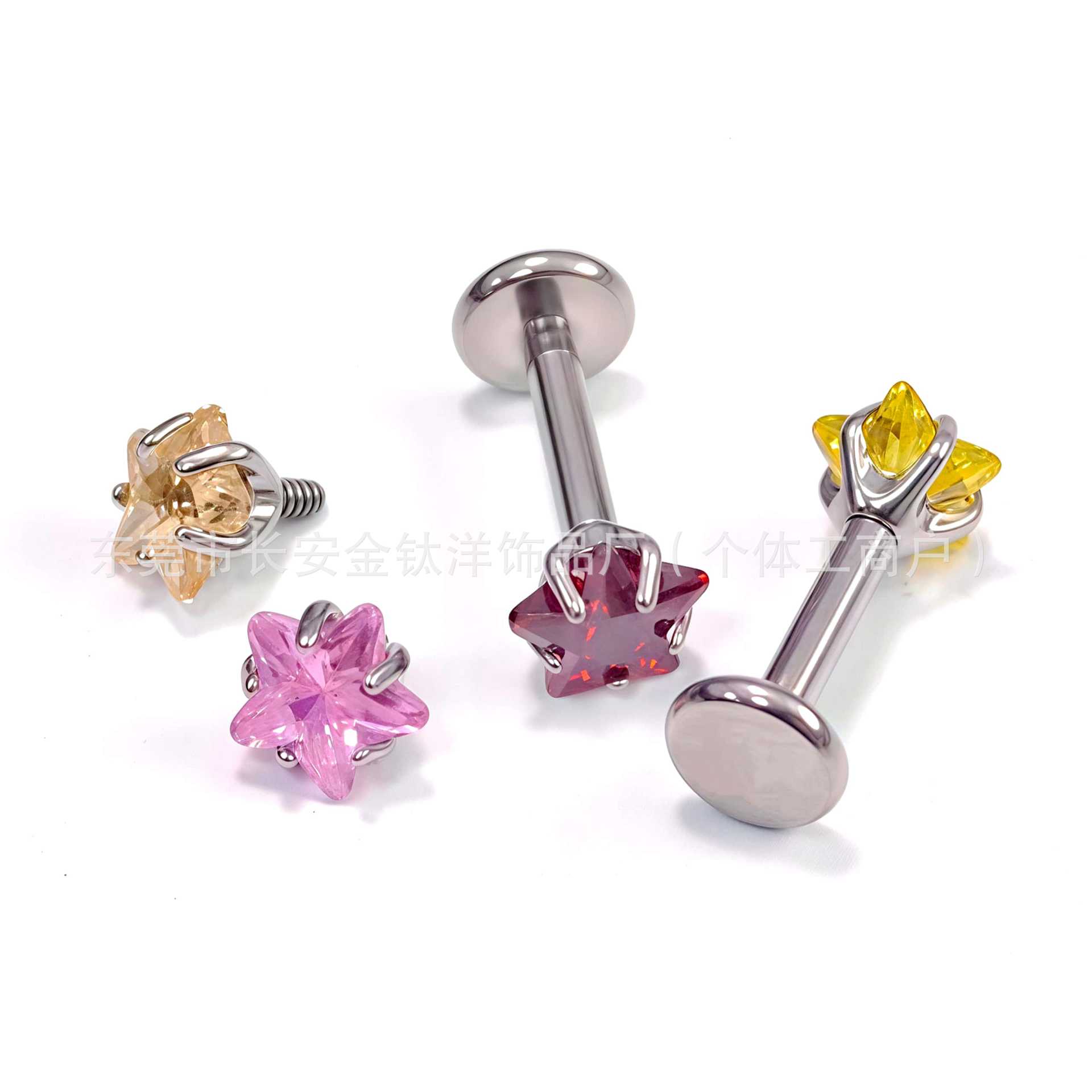 F136 Titanium Five-Pointed Star Claw Inlaid Zircon Lip Nose Ear Nail Ear Bone Nail G23 Titanium Alloy Body Piercing Jewelry - Image 3