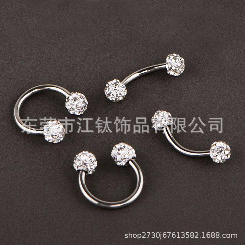 Jiang Ti F136 Titanium Earrings Full Diamond Shambhala Mud Diamond Soft Ceramic Ball Ear Nail G23 Titanium Alloy Puncture Jewelry - Image 3