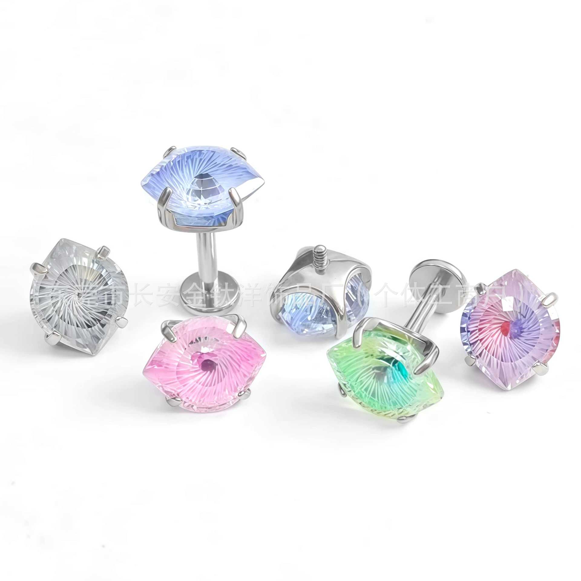 F136 Titanium Round Base Claw-Set Angel Eye Lip Stud Nose Stud Tongue Stud Ear Stud G23 Titanium Alloy Body Piercing Jewelry - Image 5