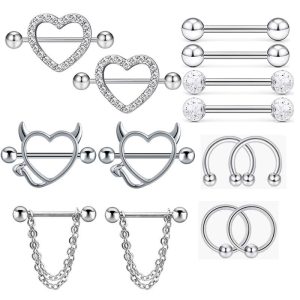 Amazon's Best-Selling New 7-Pair Breast Ring Set - Rose Gold Stainless Steel Body Piercing Jewelry