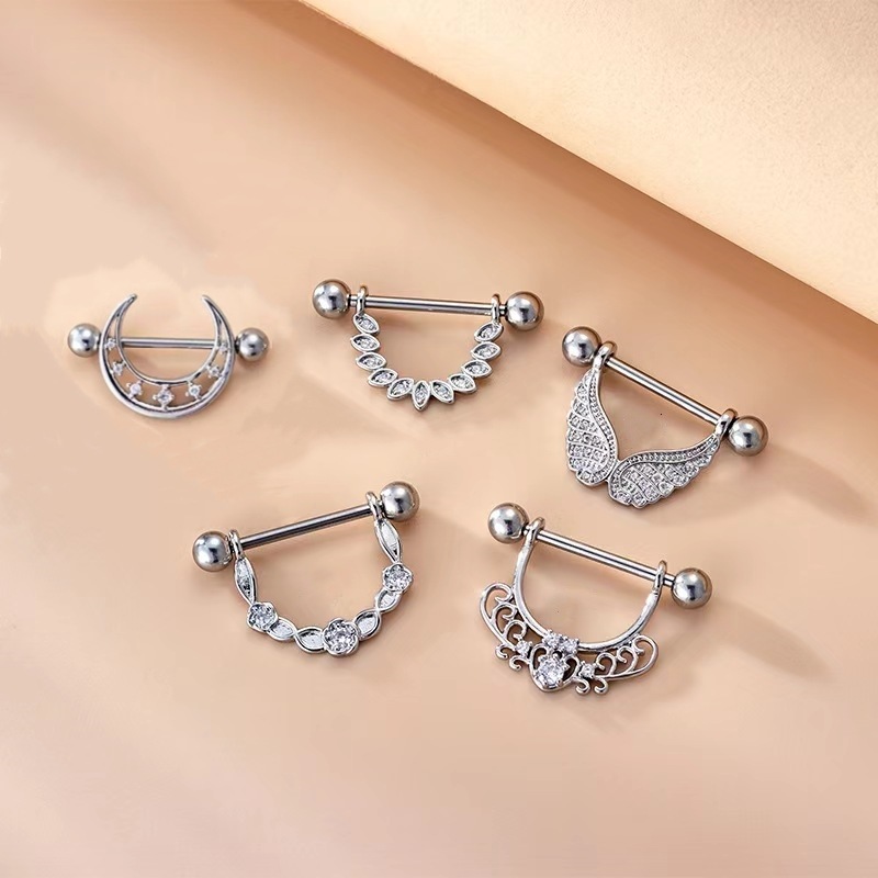 Gold Wing Micro-Inlay CZ Stainless Steel Belly Button Ring Geometric Navel Piercing Jewelry Wholesale - Image 2