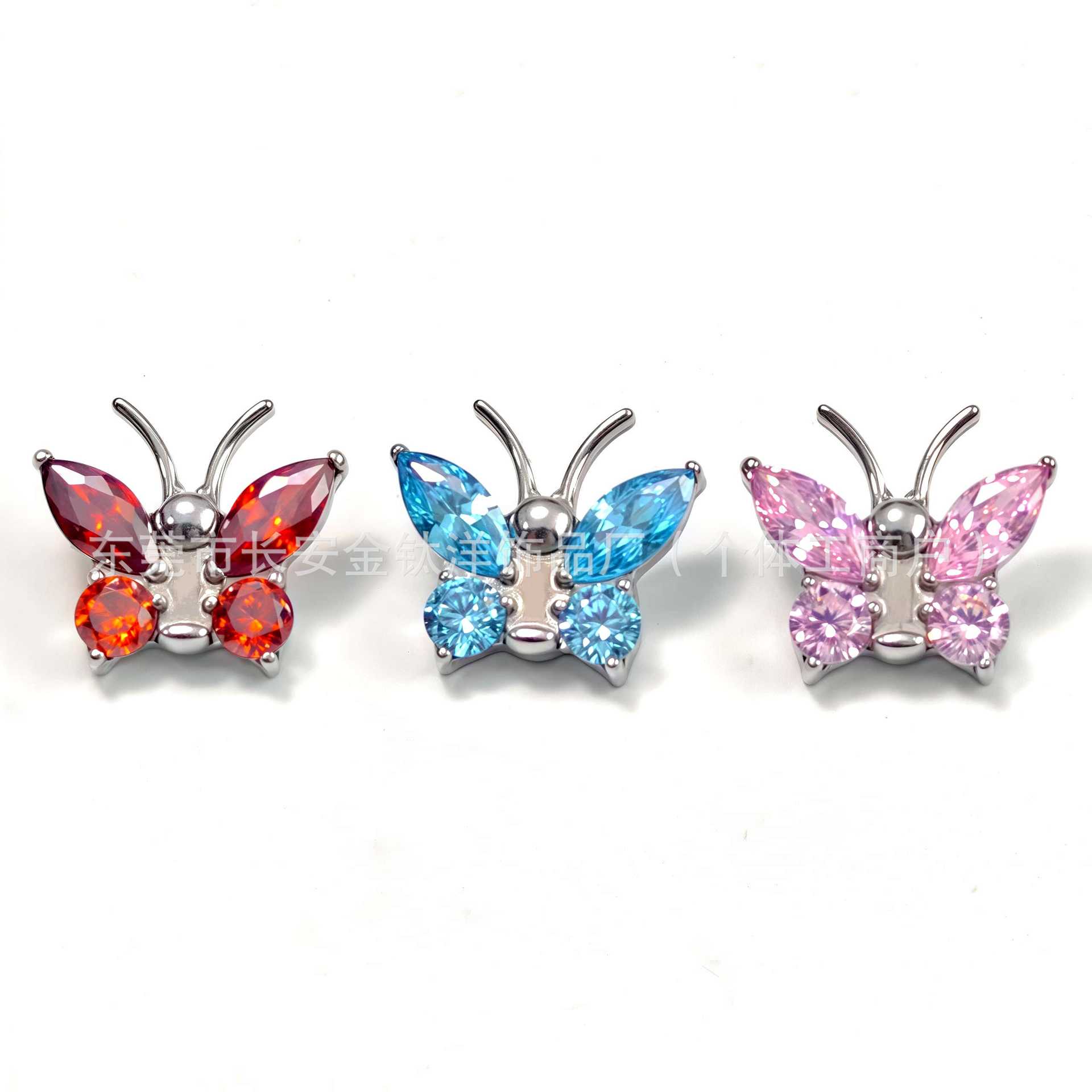 F136 Titanium Tentacle Butterfly Earrings with 5A Zircon - Flat Back Labret Stud for Ear Cartilage Helix Tragus Piercing - Image 2
