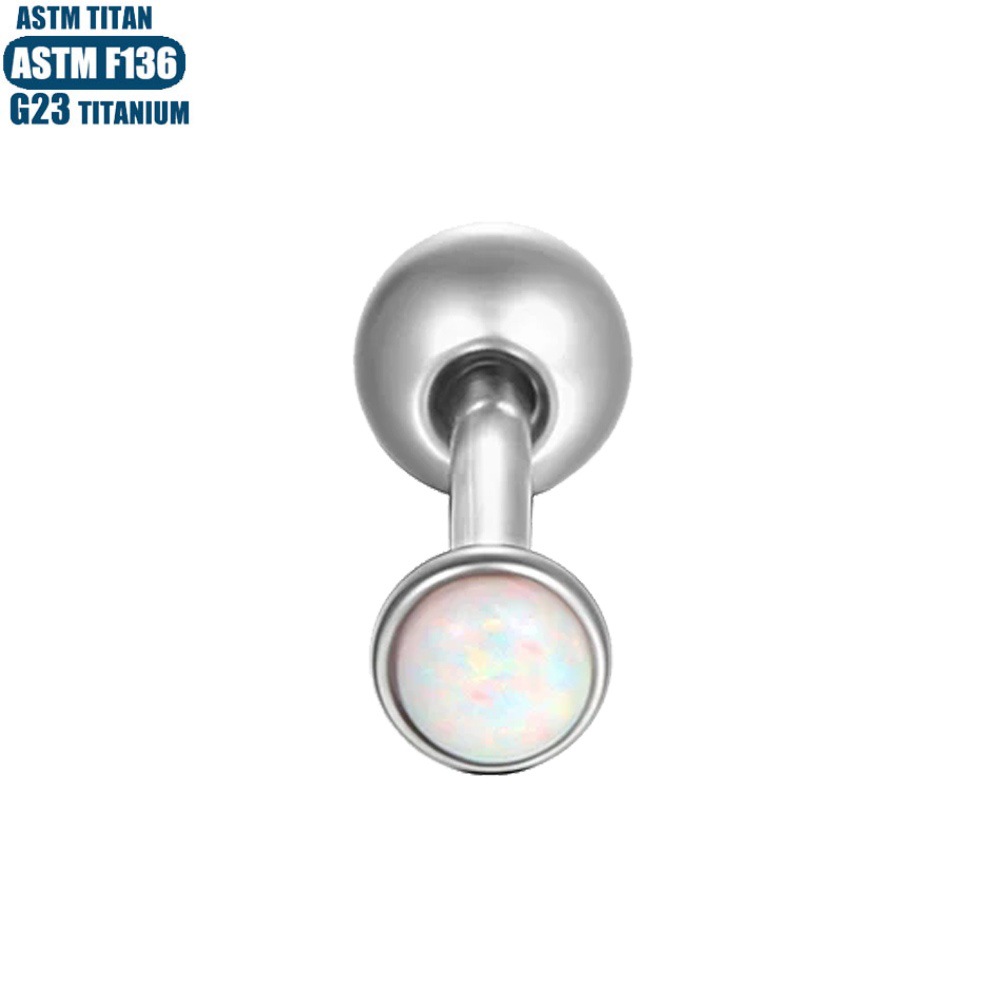 Black Opal Externally Threaded Lip Ring - F136 Titanium Lip Nail Piercing Jewelry for Ear, Septum, Cartilage, Tragus - Image 4