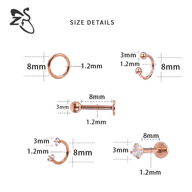 Amazon New Combination Stainless Steel Fake Nose Ring Nose Stud Personality Inner Teeth Lip Nail Invisible Eyebrow Nail Piercing Jewelry - Image 5