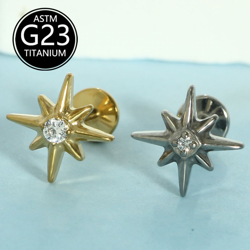 G23 Titanium Lip Stud Star Shape Elegant Autumn Winter Fashion Single Earring - Image 5