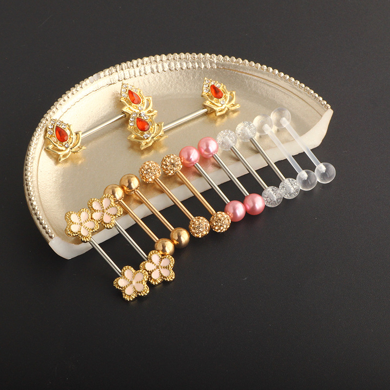 Zircon Sexy Chest Ring Stainless Steel Nipple Nail Breast Piercing Jewelry Set - Image 5