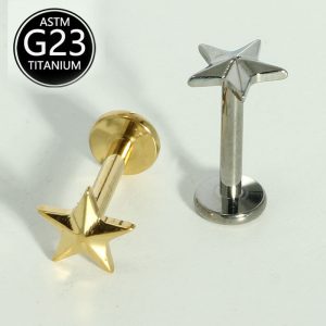 G23 Titanium Star Lip Ring Labret Stud 6-10mm Internal Thread Lip Nail Ear Bone Piercing Jewelry