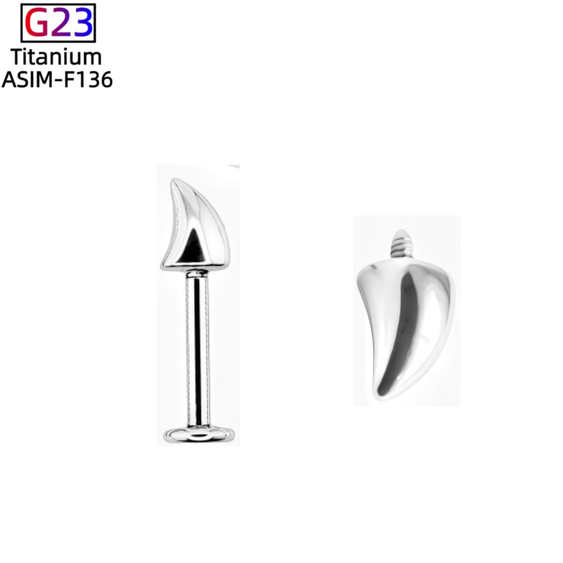 F136 Titanium Little Devil Head Horn Earrings Lip Nails Nose Nails G23 Titanium Alloy Body Piercing Jewelry Ear Bone Nails - Image 4