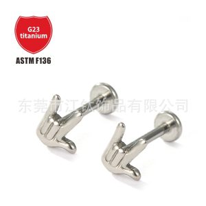 G23 Titanium Ear Bone Nail Love Gesture Star Cartilage Piercing Jewelry