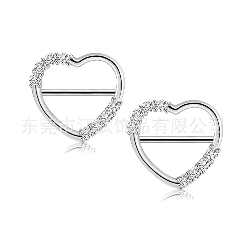 G23 Titanium Heart Nipple Ring 14G Polished Gold Body Piercing Jewelry - Image 5