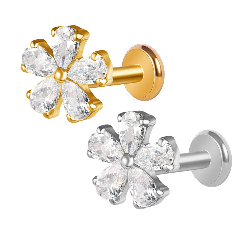 Zesen G23 Diamond-Encrusted Titanium Lip Stud with Zircon - ASTM F136 Titanium Alloy Labret Stud for Lip, Ear, Cartilage, Helix, Tragus, Conch, Daith, Rook Piercing - Image 5