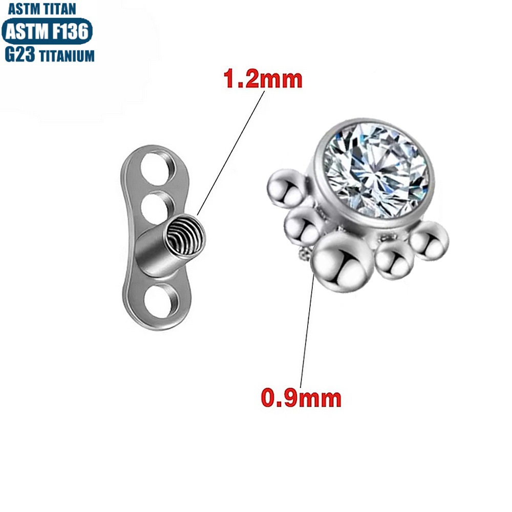 G23 Titanium Diamond Nail Welding Ball Internally Threaded Dermal Anchor Body Piercing Jewelry Clavicle Nail - Image 3