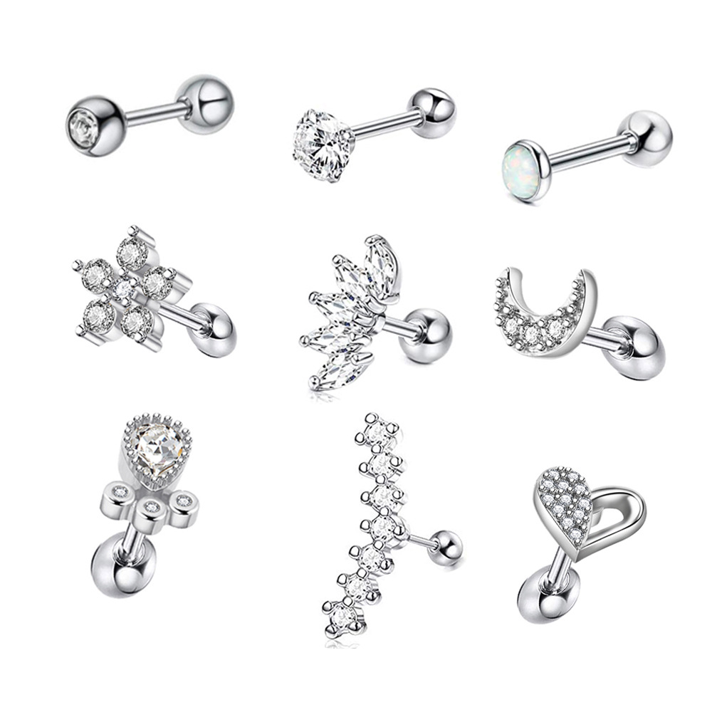 Rose Gold Stainless Steel Ear Bone Nail Set Jewelry - Zircon Star Earrings for Women - Image 2