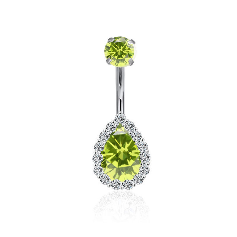 F136 Titanium Navel Ring Full Diamond CZ Water Drop Dangle Belly Button Ring Internally Threaded - Image 4