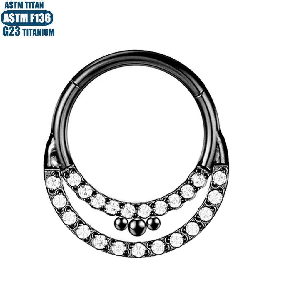 F136 Titanium Nose Ring Seamless Moon Zircon CZ Solder Ball Septum Ring Tragus Ear Cartilage Hoop - Image 4