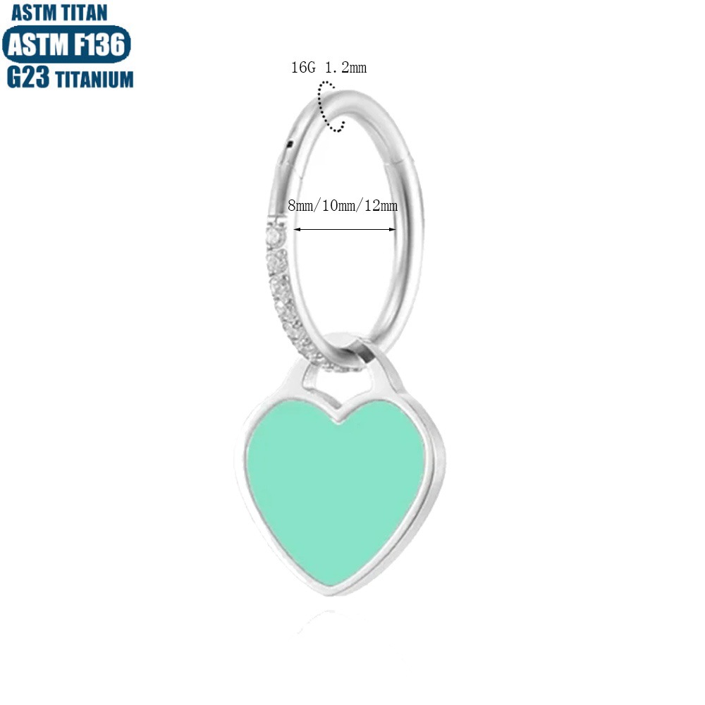 F136 Titanium Alloy Heart Zircon Earring Piercing Jewelry - Gold Pink 1.2x12mm - Image 4