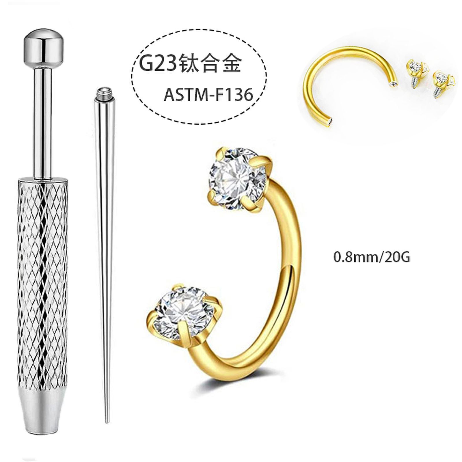ASTM-F136 Titanium Horseshoe Ring Nose Ring C-Bar Nose Stud Lip Ring Eyebrow Ring Ear Bone Piercing Jewelry - Image 3