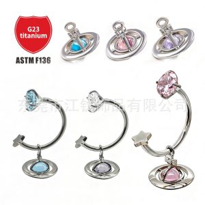 G23 Titanium Alloy Empress Pendant Earring Zircon Body Piercing Jewelry