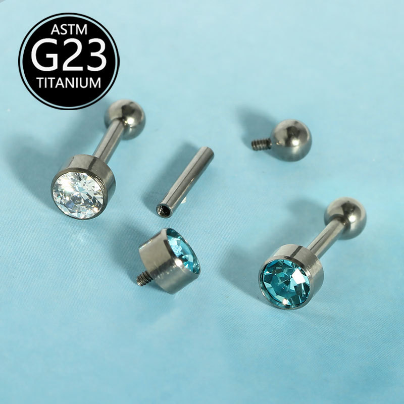 G23 Titanium Alloy Sparkling Zircon Labret Stud, Lip Piercing Jewelry, Nose Nail, Ear Bone Nail, Single Sale - Image 4