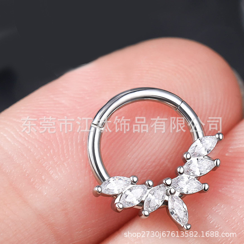 G23 Titanium Nose Ring 1.2x8mm 5A Zircon Inlaid Closed Ring Body Piercing Jewelry Custom - Image 2