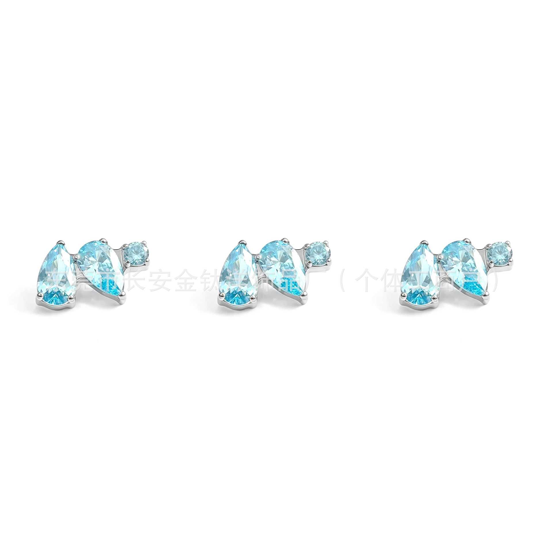 F136 Titanium Water Drop Earrings with Zirconia, Lip Studs, Nose Studs, Ear Studs, Ear Cartilage Studs, G23 Titanium Alloy Piercing Jewelry - Image 2