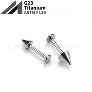 F136 Titanium Plug-In Pointed Cone Earrings Flats Rod Pins Devil Nails Lip Nails Eyebrow Nails G23 Titanium Piercing Jewelry