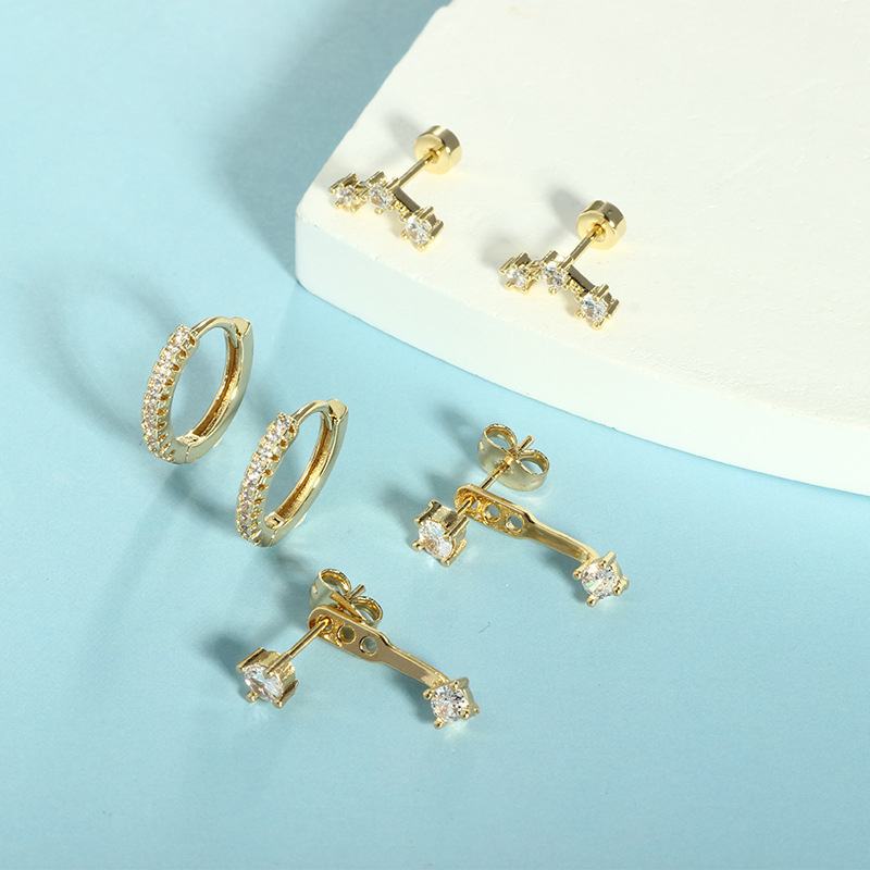 Stainless Steel Star Zircon Fashion Ear Bone Stud Earrings All-Match Women's Earrings - Image 2