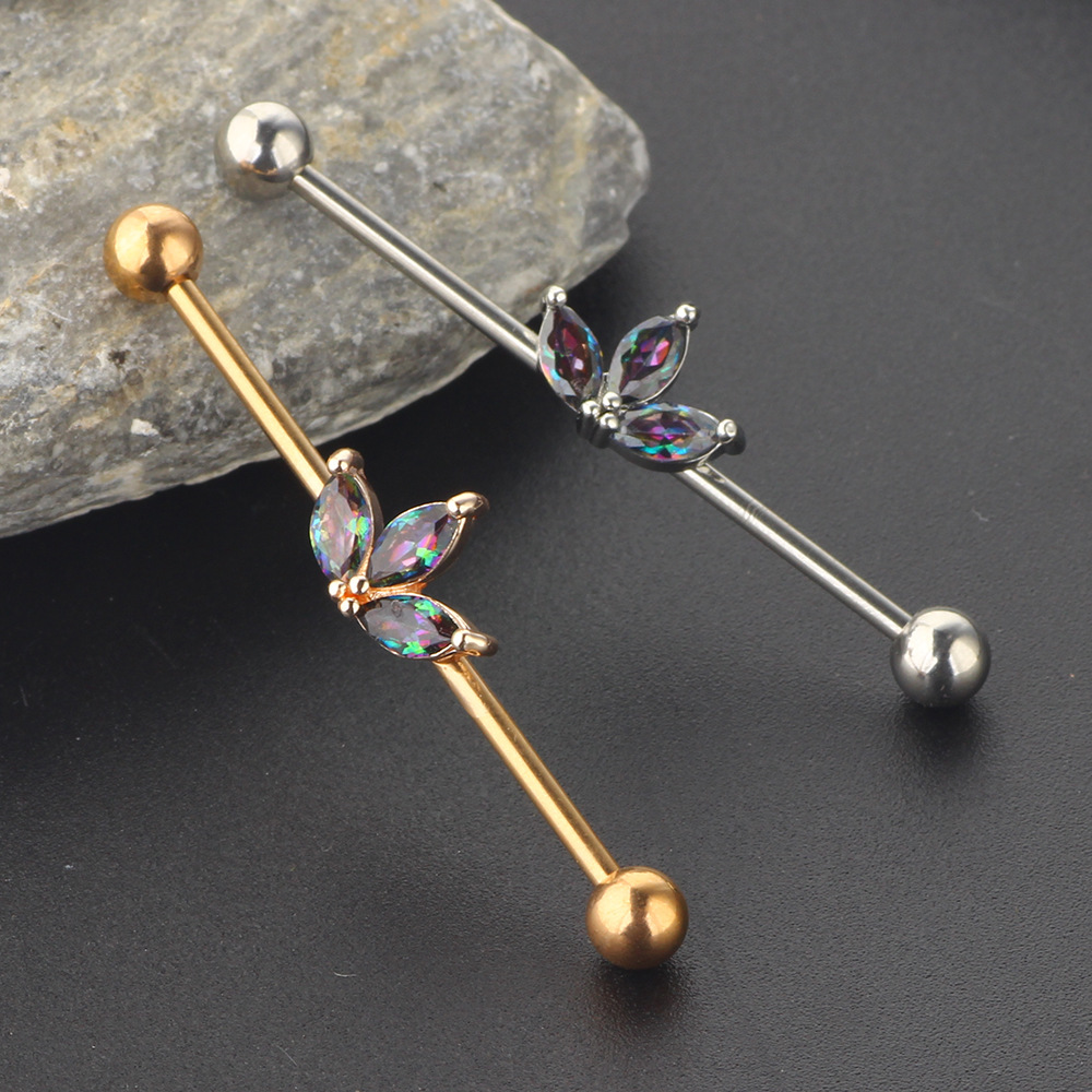 Retro Sun Industrial Zirconium Bone Nail Earring Stainless Steel Piercing Jewelry for Women Men - Image 2