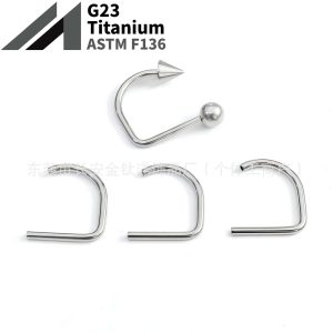 F136 Titanium D-Ring Internally Threaded Lip Ring Nose Ring Earring G23 Titanium Alloy Body Piercing Jewelry