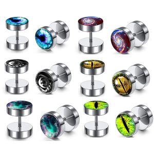 316L Surgical Steel Dumbbell Earrings Black Street Trendy Korean Fashion Barbell Earrings
