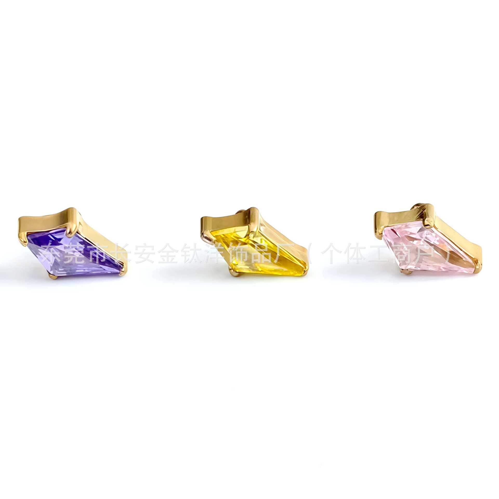 F136 Titanium 18K Gold-Plated Kite 5A Zircon Earrings Lip Nails Nose Nails G23 Titanium Alloy Body Piercing Jewelry - Image 3