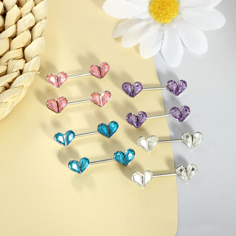 Heart Shape Zircon Nipple Rings Stainless Steel Nipple Studs Body Piercing Jewelry Pair for Sale Wholesale - Image 4