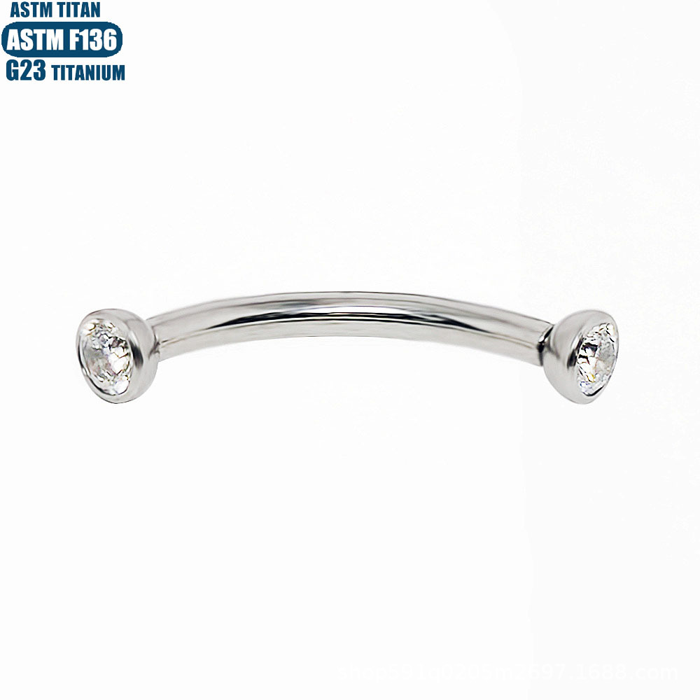 F136 Titanium Alloy Zircon Eyebrow Nail Internally Threaded Implantable Body Piercing Jewelry Lip Nail Curved Rod Eyebrow Ring - Image 2