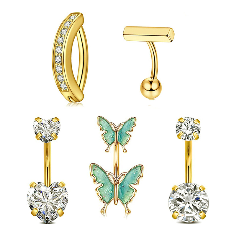Sexy Simple Copper Zircon Butterfly Navel Ring Body Piercing Belly Button Ring 3 Colors Optional - Image 3