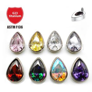 Titanium Teardrop Earring with 5A Zircon - G23 Alloy Implant Grade Cartilage Stud for Ear Piercing